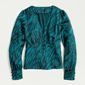 NWT J. Crew Women's Deep V-Neck Button-Front Top
